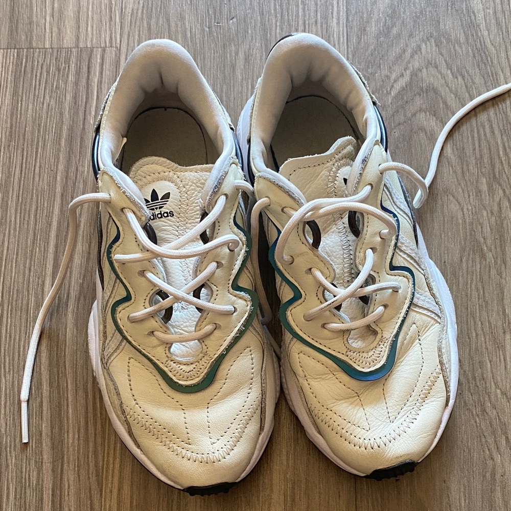 Adidas Originals Ozweego Leather Sneakers Women’s Size 5 White Green